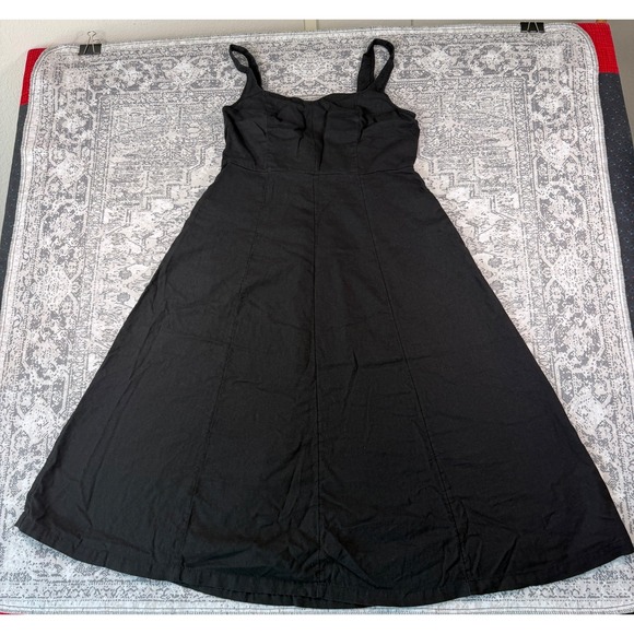 Old Navy Dresses & Skirts - Old Navy Womens Dress Size L Large Black Linen Blend Midi Smocked Tank Sun Dress